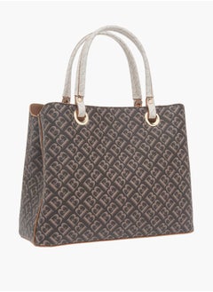 Flora Bella By Shoexpress Womens Monogram Print Tote Bag With Zip Closure And Double Handle  - Image 3