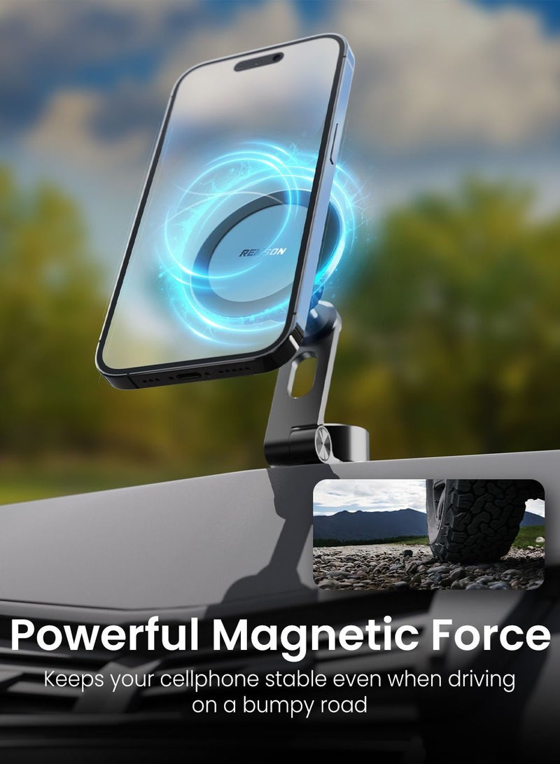 Remson Remson Magnetic Car Phone Holder Invisible Foldaway Car Mount Laptop Tesla Model 3/X/Y/S Accessories 360 Rotation with Metal Ring Compatible for iPhone 14 13 12 Pro Max Plus and Smartphones - Image 3