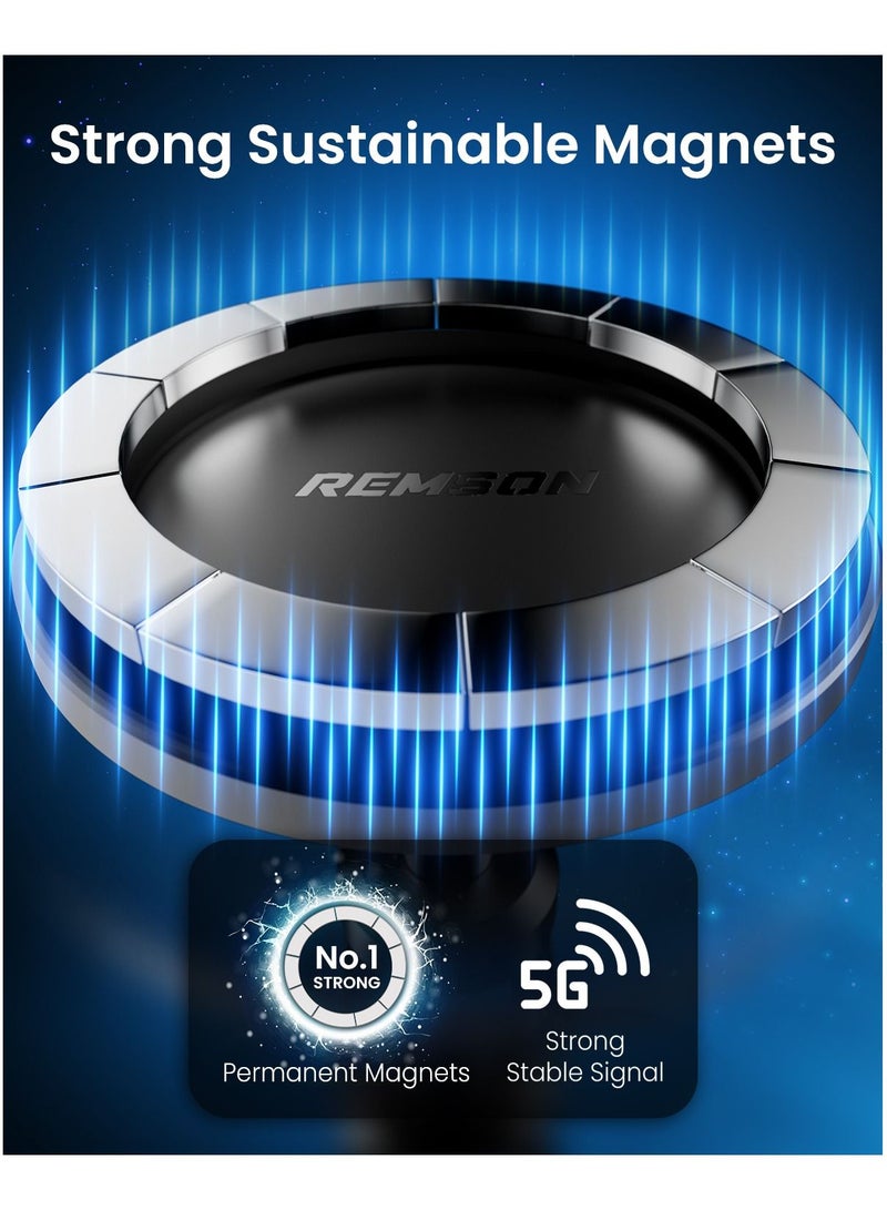 Remson Remson Magnetic Car Phone Holder Invisible Foldaway Car Mount Laptop Tesla Model 3/X/Y/S Accessories 360 Rotation with Metal Ring Compatible for iPhone 14 13 12 Pro Max Plus and Smartphones - Image 2