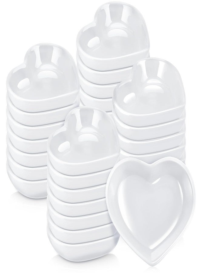 Zopeal 24 Pcs Heart Shaped Bowls Ceramic Dishes Heart Plates Multipurpose Salad Appetizer Plates Cooking Gift for Candy Sauce Sushi Dipping Serving Wedding Anniversary (White) - Image 1