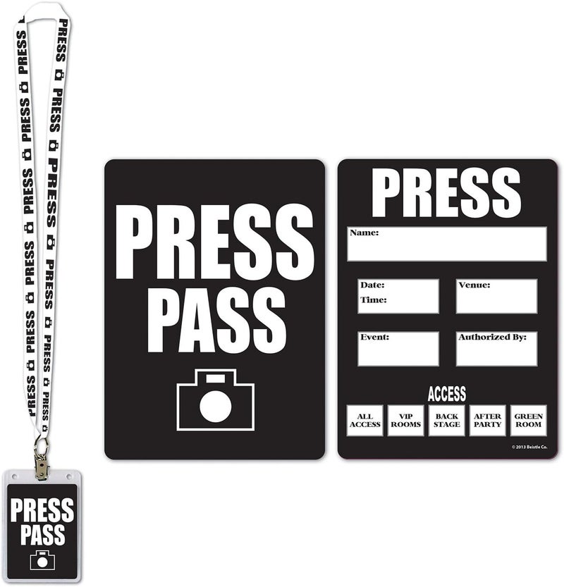 Beistle Press Party Pass 25Inch BlackWhite