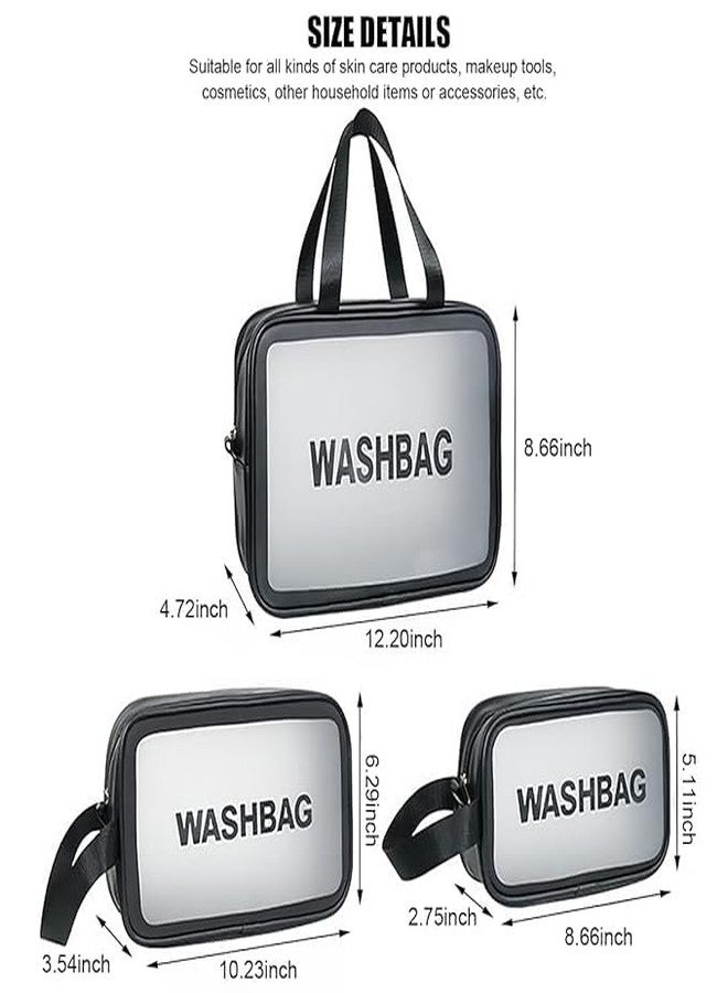 Wandering NAVA PAVA 3 Pieces Transparent Cosmetic Wash Bags, Travel Toiletry Makeup Storage Bag, Clear Cosmetics Carry Pouch, 3 Pcs Traveling Set, 3 Different Sizes for Multipurpose Use - Image 4