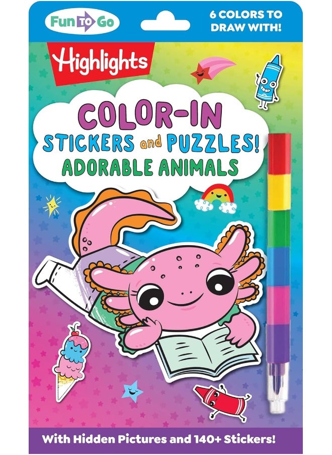 Color-In Stickers and Puzzles! Adorable Animals 