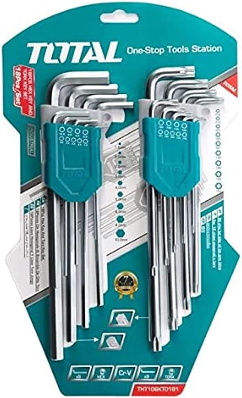 Total Hex & Torx Key Set - 18 Pieces