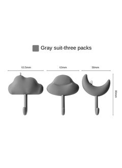 Y&D 3PCS Simple Hook Strong Adhesive Wall Hanging Wall Seamless Bearing Bathroom Kitchen Hook Paste Hook-Nebula Hook-Gray Three Pack  - Image 1