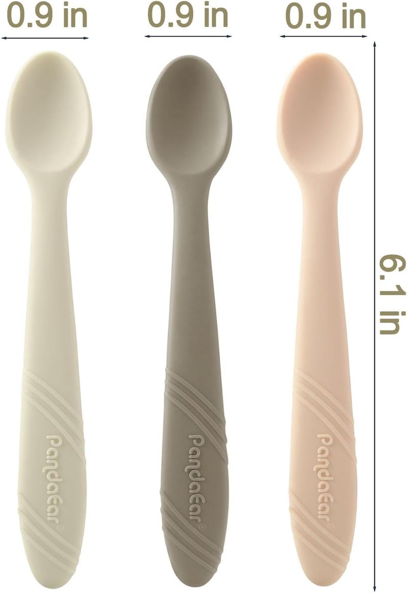 PandaEar 5 Pack Silicone Baby Spoons Self Feeding 4 6 Months Baby Food Feeding Spoons Utensils Gentle for Baby Led Weaning Safe for Teething Infant Spoons First Stage BPAFree Easy to Clean - Image 3
