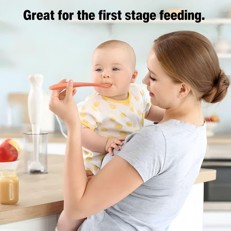 PandaEar 5 Pack Silicone Baby Spoons Self Feeding 4 6 Months Baby Food Feeding Spoons Utensils Gentle for Baby Led Weaning Safe for Teething Infant Spoons First Stage BPAFree Easy to Clean - Image 5