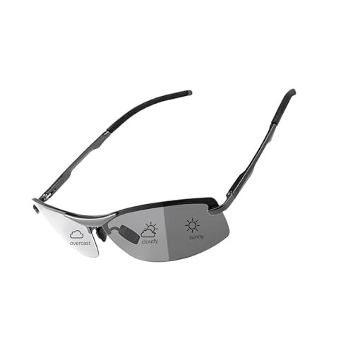 PEEPAI Men's Fashion Driving Photochromic Polarized Sunglasses for Men - Al-Mg metal Ultralight Frame - Black-1 - Image 1