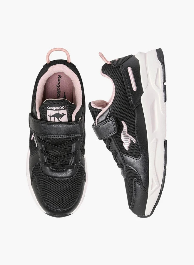 كانغاروس Girls' Panelled Sports Shoes with Hook and Loop Closure