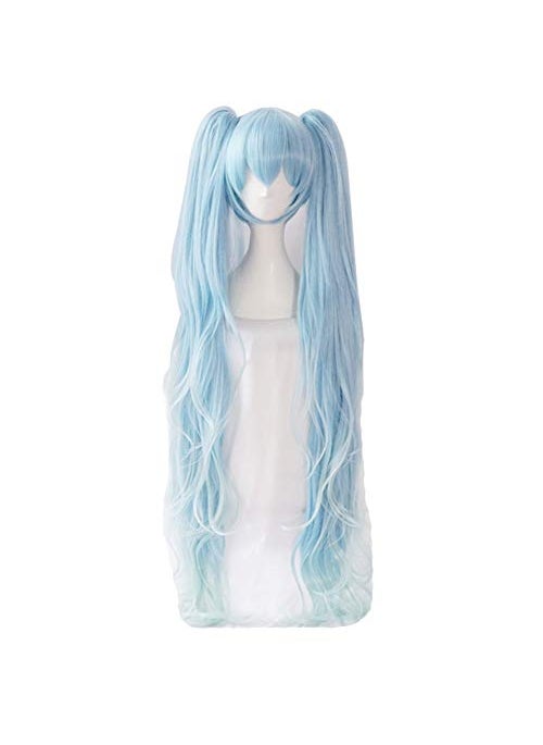 Xingwang Queen XINGWANG QUEEN Anime Cosplay Wig 120cm Long Mixed Light Blue Gradient Clip On Double Ponytails 