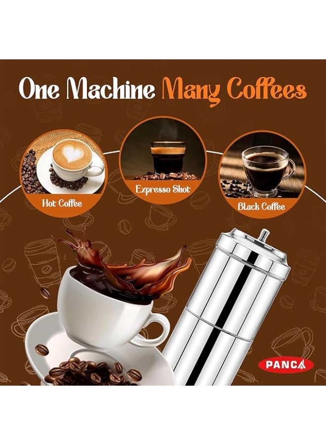 PANCA ماكينة تحضير القهوة الهندية الجنوبية من الفولاذ المقاوم للصدأ من بانكا | ماكينة تحضير القهوة بالتقطير التقليدية للقهوة الساخنة والباردة (400 مل) - Image 4