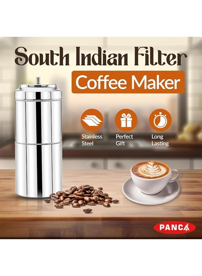 PANCA ماكينة تحضير القهوة الهندية الجنوبية من الفولاذ المقاوم للصدأ من بانكا | ماكينة تحضير القهوة بالتقطير التقليدية للقهوة الساخنة والباردة (400 مل) - Image 3