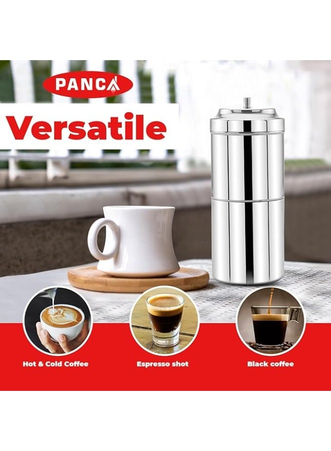PANCA ماكينة تحضير القهوة الهندية الجنوبية من الفولاذ المقاوم للصدأ من بانكا | ماكينة تحضير القهوة بالتقطير التقليدية للقهوة الساخنة والباردة (400 مل) - Image 2