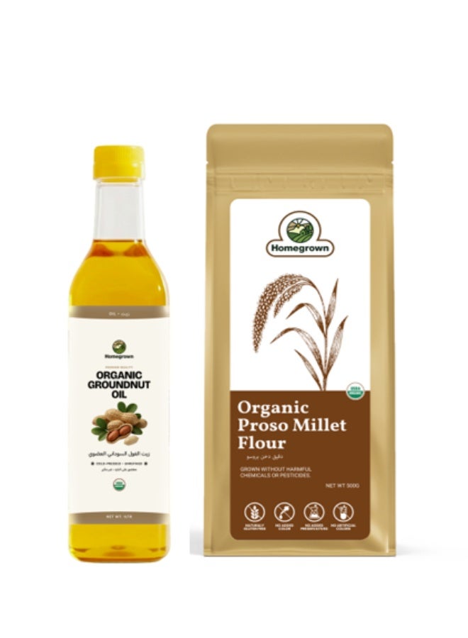 HG Organic Groundnut Oil + HG Organic Proso Millet Flour( Pack x 2 500gm )