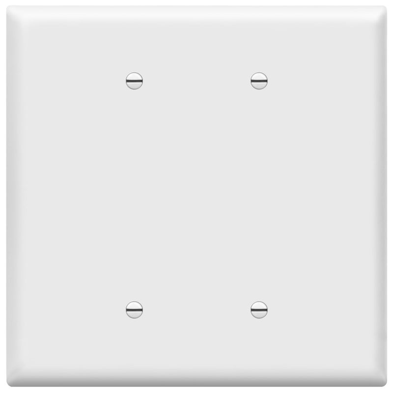 ENERLITES Jumbo Double Blank Outlet Cover Two Gang Blank Wall Plate Oversized 2Gang 55 x 55 Unbreakable Polycarbonate Thermoplastic UL Listed Gloss Finish 8802OW White