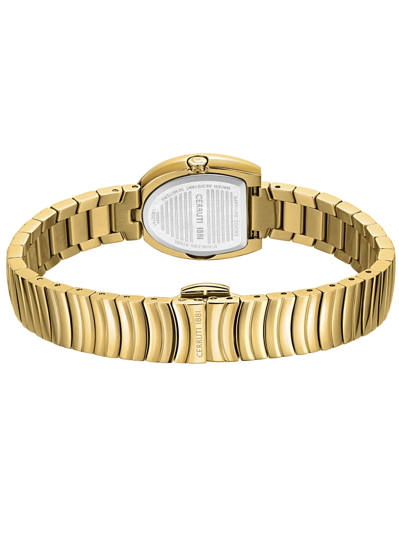 CERRUTI 1881 Women's Lerici Analog Women's Watch - Green Mother of Pearl Dial, Roman Numerals, Gold Plated Bracelet