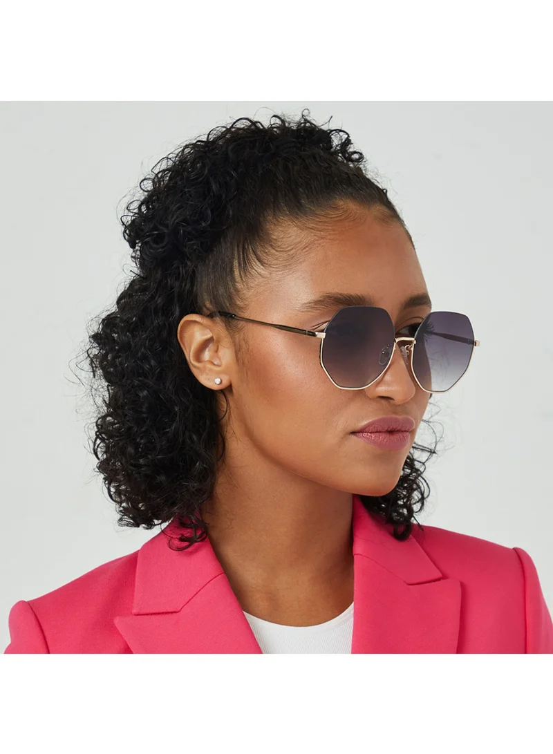 Blackout HEXA Women Japanese Gold Sunglasses - Frame Material: Metal- Frame Color: Japanese Gold-Lens Color: Gray - Full Rim