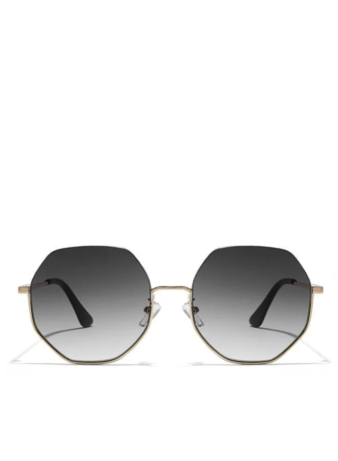 Blackout HEXA Women Japanese Gold Sunglasses - Frame Material: Metal- Frame Color: Japanese Gold-Lens Color: Gray - Full Rim