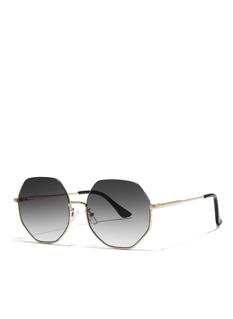 Blackout HEXA Women Japanese Gold Sunglasses - Frame Material: Metal- Frame Color: Japanese Gold-Lens Color: Gray - Full Rim