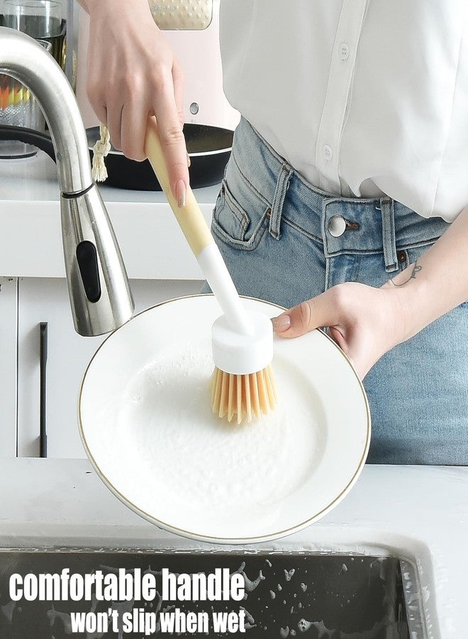 ALINK Dish Brush with Handle and 3 Replacement Heads, Pot and Pan Cleaning Scrub Brush for Kitchen, Sink, Stove, Cast Iron Scrubber - Image 3