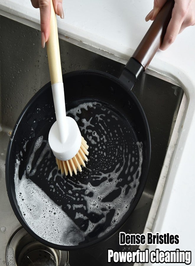 ALINK Dish Brush with Handle and 3 Replacement Heads, Pot and Pan Cleaning Scrub Brush for Kitchen, Sink, Stove, Cast Iron Scrubber - Image 4