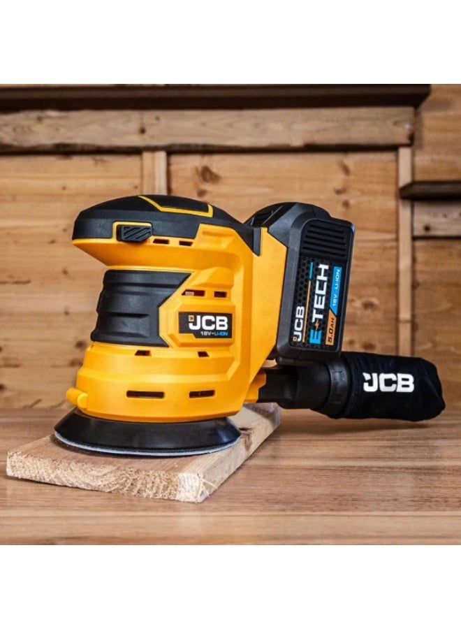 JCB 18V Cordless Orbital Sander 125mm – 0–10,000 RPM Random Orbit Sander with Dust Collection, Bare Tool - Image 2