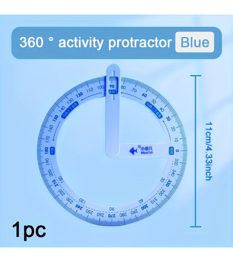 360 Degree Rotating Protractor Pink Precision Plastic Angle Measuring Tool for Drafting - Image 2