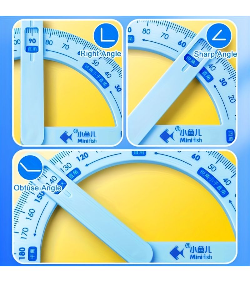 360 Degree Rotating Protractor Pink Precision Plastic Angle Measuring Tool for Drafting - Image 5