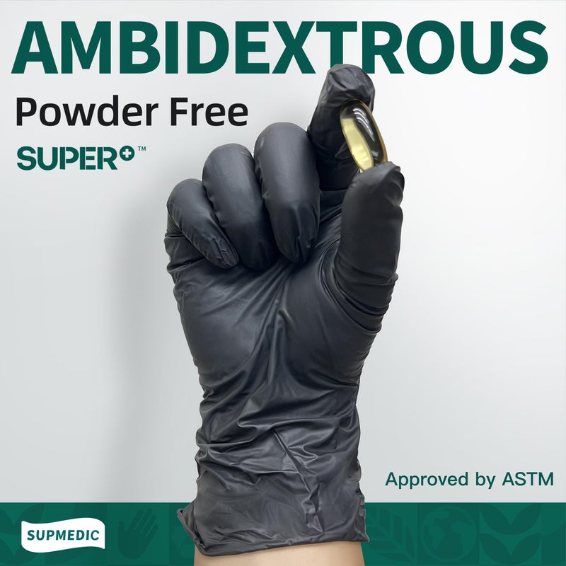 Supmedic Vinyl Disposable Exam Gloves, Black 4 Mil Powder-Free Latex-Free Medical Food-Safe Cooking Cleaning Glove, 100 Pcs (X-Large) - Image 3