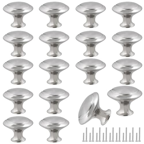 Romeda 30mm Silver Cabinet Knobs - 18 Pieces Drawer Pulls for Dressers, Kitchen, Cabinets With Screw - Image 1