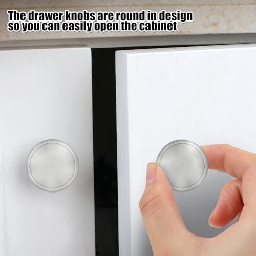 Romeda 30mm Silver Cabinet Knobs - 18 Pieces Drawer Pulls for Dressers, Kitchen, Cabinets With Screw - Image 5