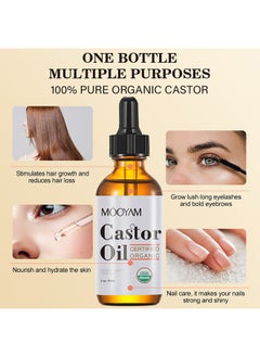 Castor Oil,Organic Castor Oil, USDA Certified Organic, 100% Pure, Cold Pressed, Hexane Free, Stimulates Eyelash, Eyebrow and Hair Growth, Skin Moisturizer and Degreaser - 60ml - pzsku/Z18B4FF255B68B77F6AD7Z/45/1741169122/e66f811f-8700-4012-861d-c00d7c8abf81