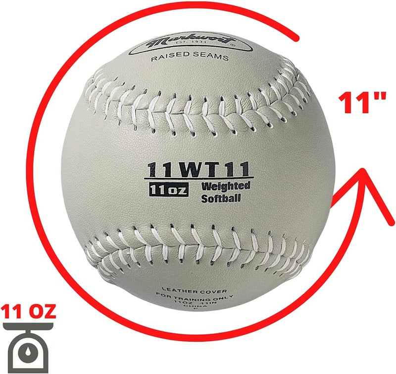 Markwort Color Coded Weighted 11-Inch Softball for Training and Practice - Image 2