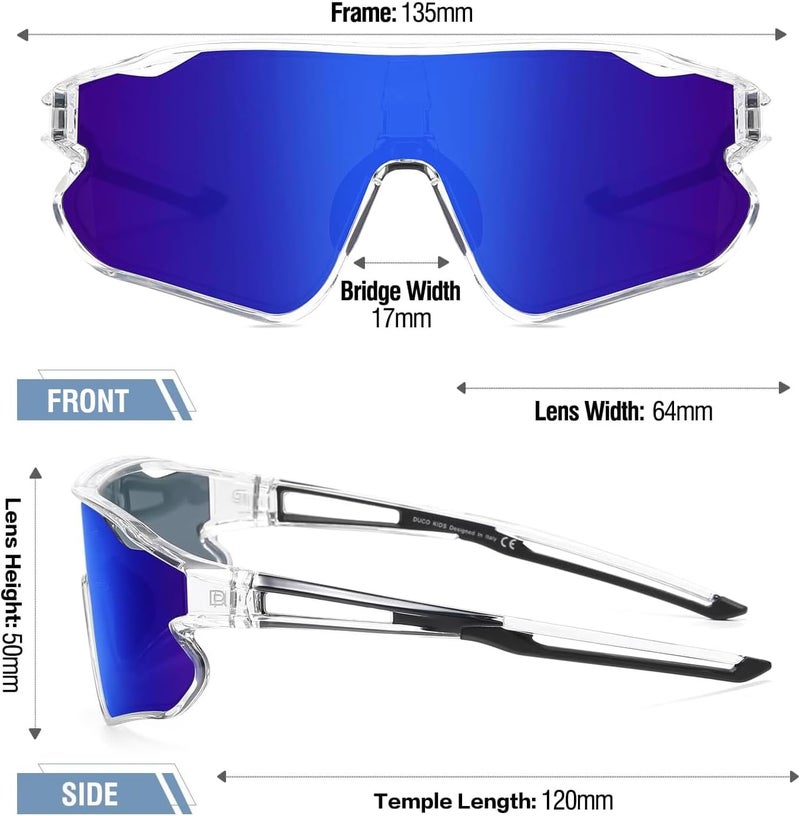 DUCO Kids Sunglasses Polarized UV Protection 400 - Kids Sports Sunglasses Boys with Lightweight TR90 Frame - Youth Baseball and Cycling Sun Glasses for Boys & Girls - DK268 - Image 3