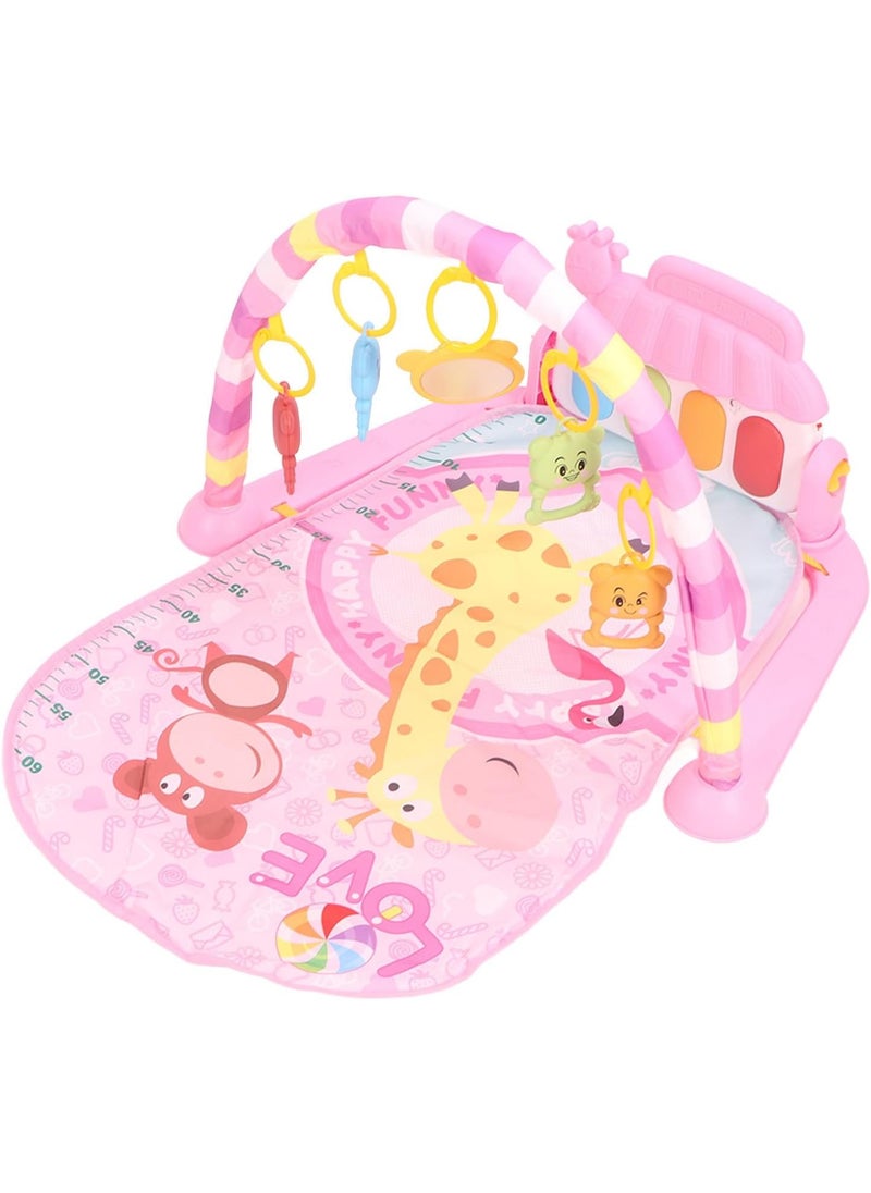 Prime Baby Play Mat with Piano – Multifunctional Musical Activity Gym with Mirror & Hanging Toys for Hand-Eye Coordination (Pink)  - Image 2