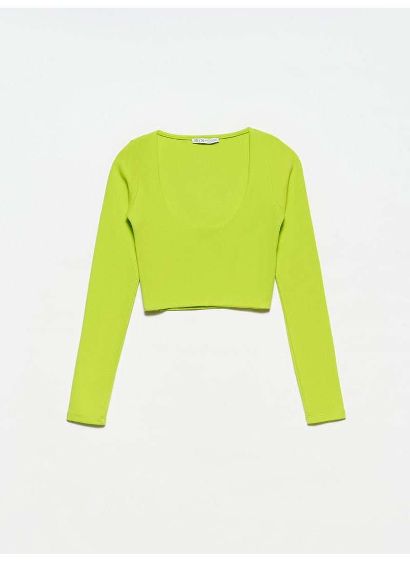 Dilvin 30111 Long Sleeve Top-Lime  - Image 1