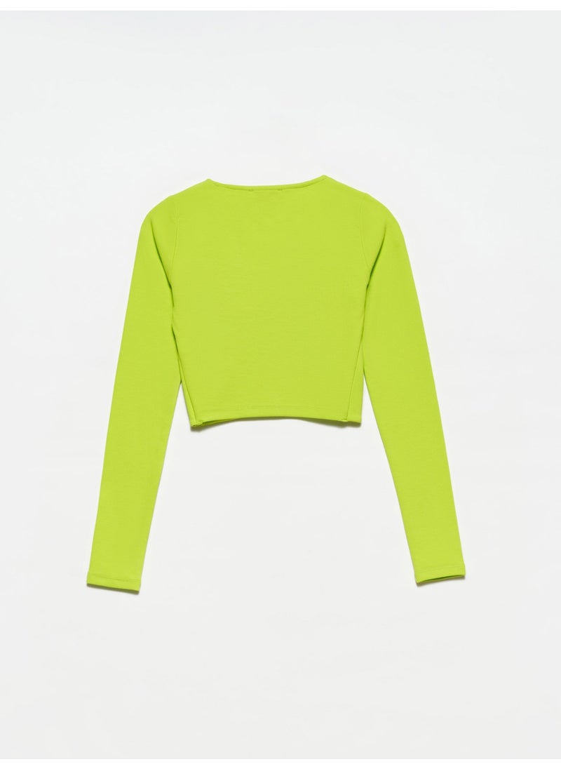 Dilvin 30111 Long Sleeve Top-Lime  - Image 2