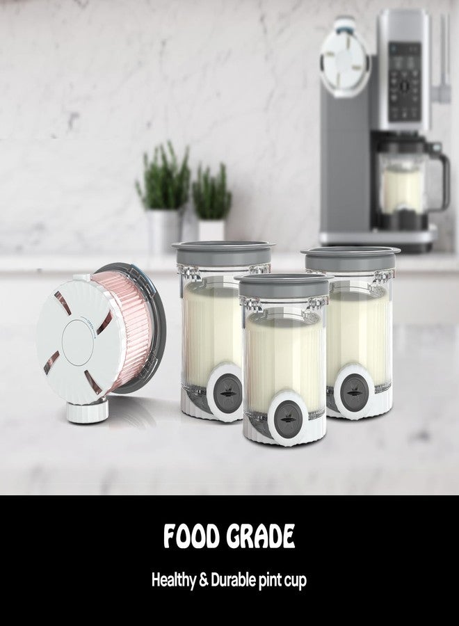 SVNOOC Pints and Lids for Ninja Swirl by Creami NC700 Series Creami Deluxe Ice Cream Makers, BPA-Free & Dishwasher Safe, Gray Lids, 4 Pack, 16OZ Ice Cream Storage Containers Clear Cups (Clear-Gray 4 Pack) - Image 3