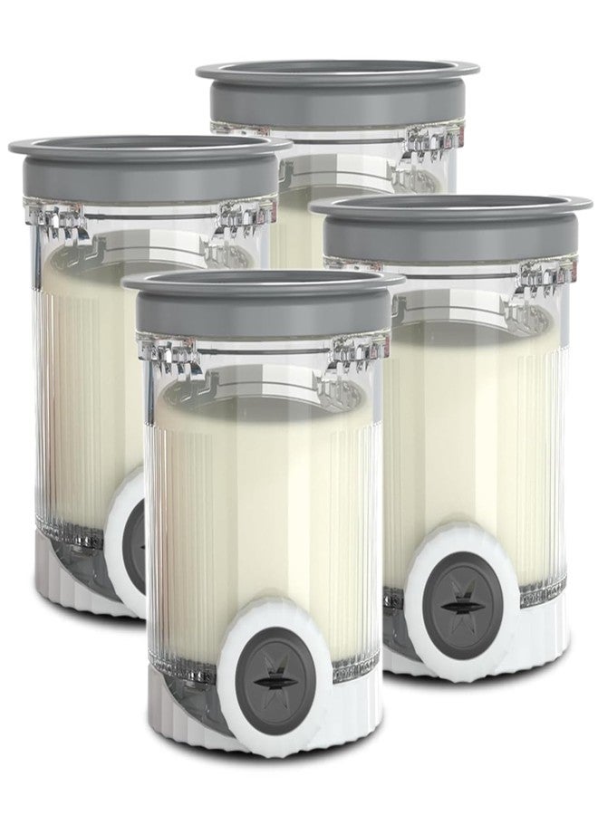 SVNOOC Pints and Lids for Ninja Swirl by Creami NC700 Series Creami Deluxe Ice Cream Makers, BPA-Free & Dishwasher Safe, Gray Lids, 4 Pack, 16OZ Ice Cream Storage Containers Clear Cups (Clear-Gray 4 Pack) - Image 1