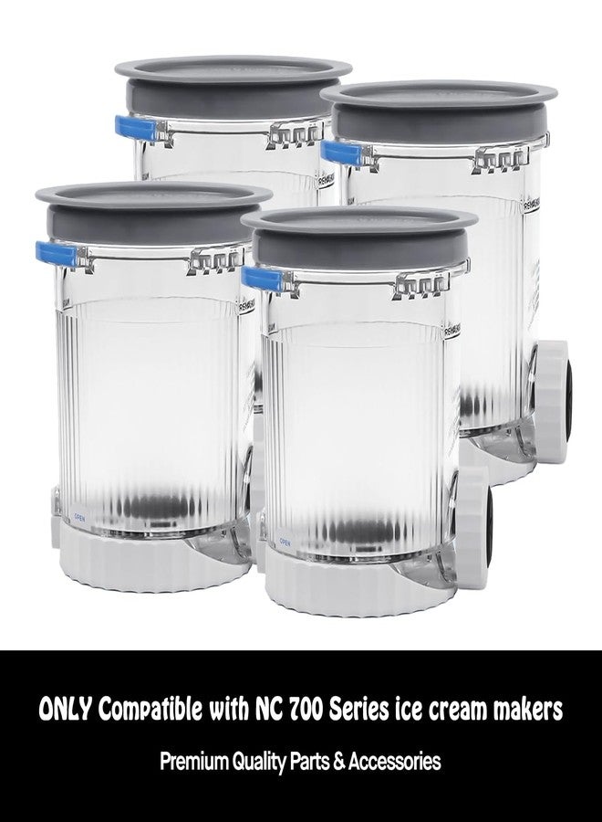 SVNOOC Pints and Lids for Ninja Swirl by Creami NC700 Series Creami Deluxe Ice Cream Makers, BPA-Free & Dishwasher Safe, Gray Lids, 4 Pack, 16OZ Ice Cream Storage Containers Clear Cups (Clear-Gray 4 Pack) - Image 2