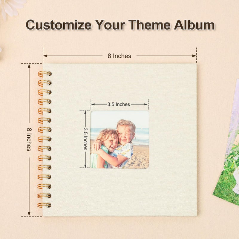 Bonyomor Scrapbook Photo Album 8x8 Inches 40 Pages Hardcover Kraft Paper Linen Cover Scrap Book Memory Book DIY Scrapbook Albums for Wedding Baby Boyfriend Travel Anniversary Family, Beige - Image 3