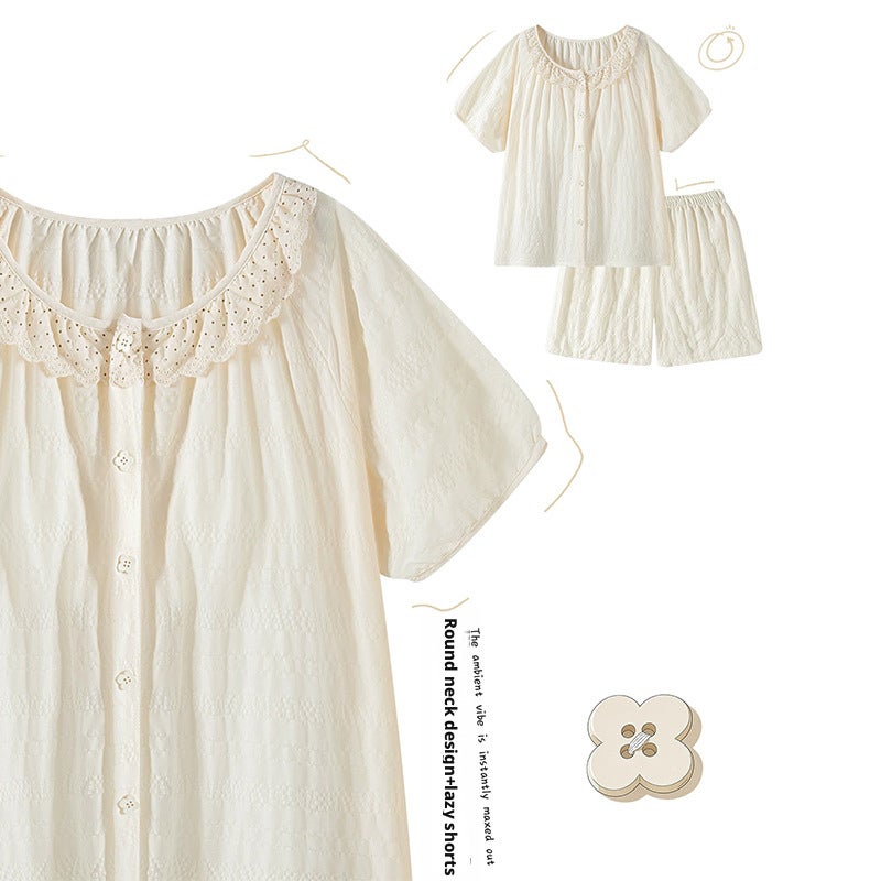 Women's Cloud Cotton Short Sleeve Pajama Set with Built-in Bra - Image 2