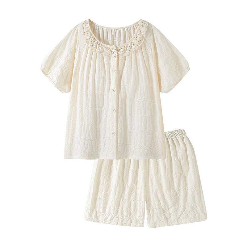 Women's Cloud Cotton Short Sleeve Pajama Set with Built-in Bra - Image 4