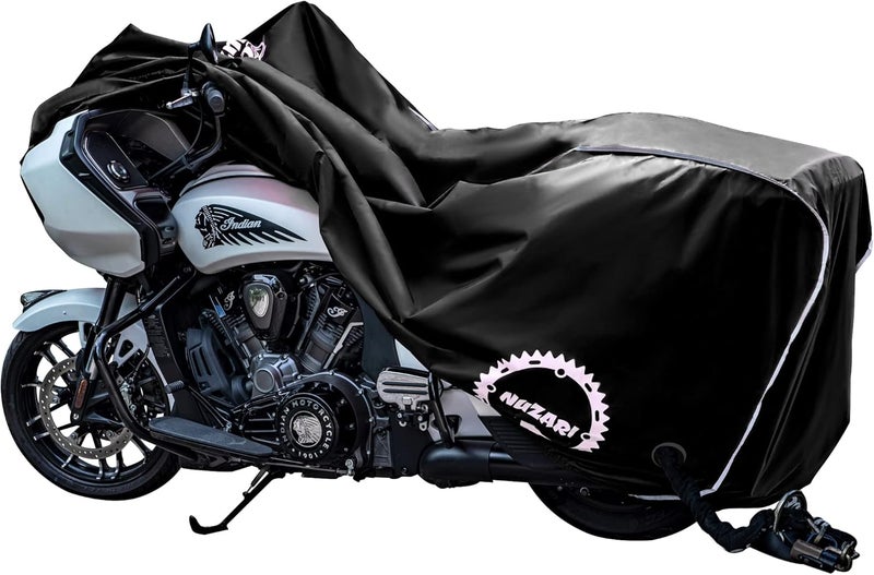 Nuzari Heavy Duty Waterproof Motorcycle Cover - XX-Large Black - Image 3