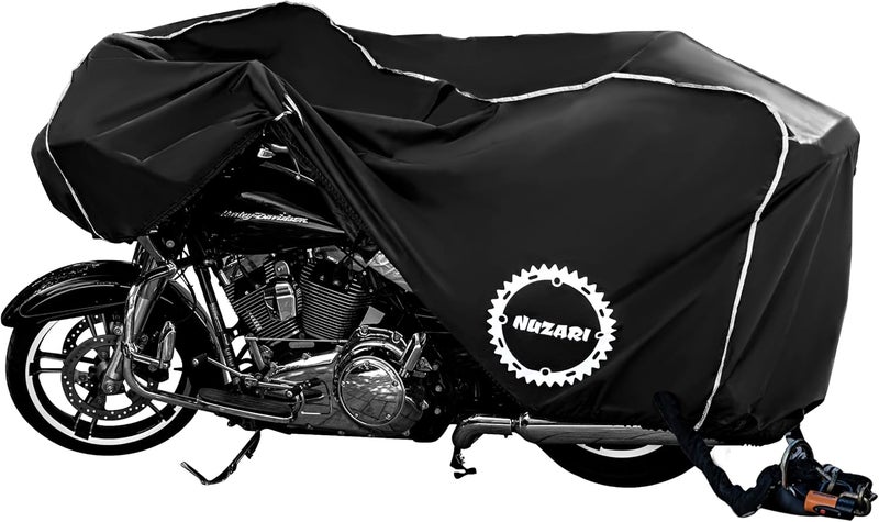 Nuzari Heavy Duty Waterproof Motorcycle Cover - XX-Large Black - Image 1