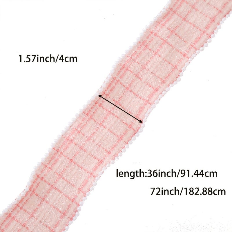 Pink Color Autumn Winter Scallion Beads Edging Fragrance Ribbon Bow Hair Additions Clothing Sleeve Decor Flower Gift Packaging 2 Yards Thanksgiving New Year Valentine Day - Image 3