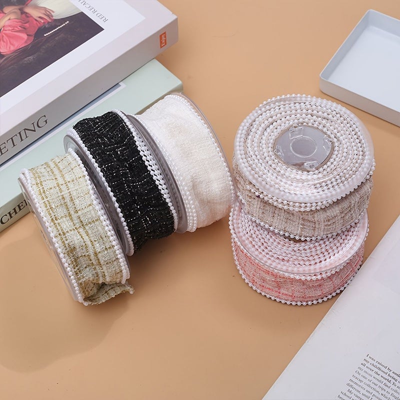 Pink Color Autumn Winter Scallion Beads Edging Fragrance Ribbon Bow Hair Additions Clothing Sleeve Decor Flower Gift Packaging 2 Yards Thanksgiving New Year Valentine Day - Image 2