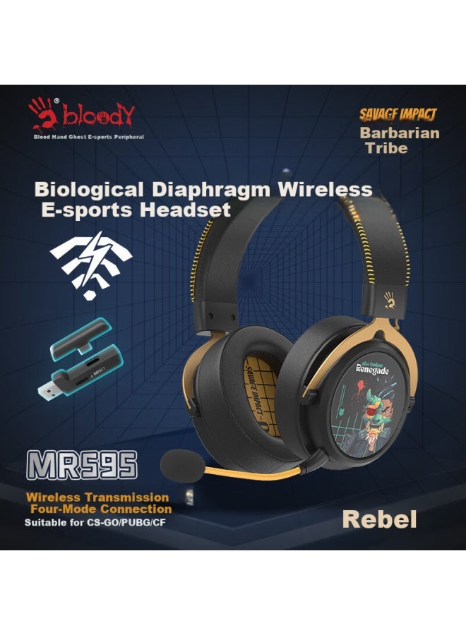 A4TECH A4Tech Mr595 Wireless/Bluetooth/Wired Gaming Headset, Over-Ear, Blood-Red Phantom, Pubg Cs, Lightweight, Mingmoyuxu Zhuyu Tribe Gaming Headset, Inverse Black - Image 1
