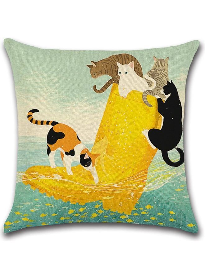 NIBEMINENT Kawaii Cute Cat Printed Cushion Cover Multicolour