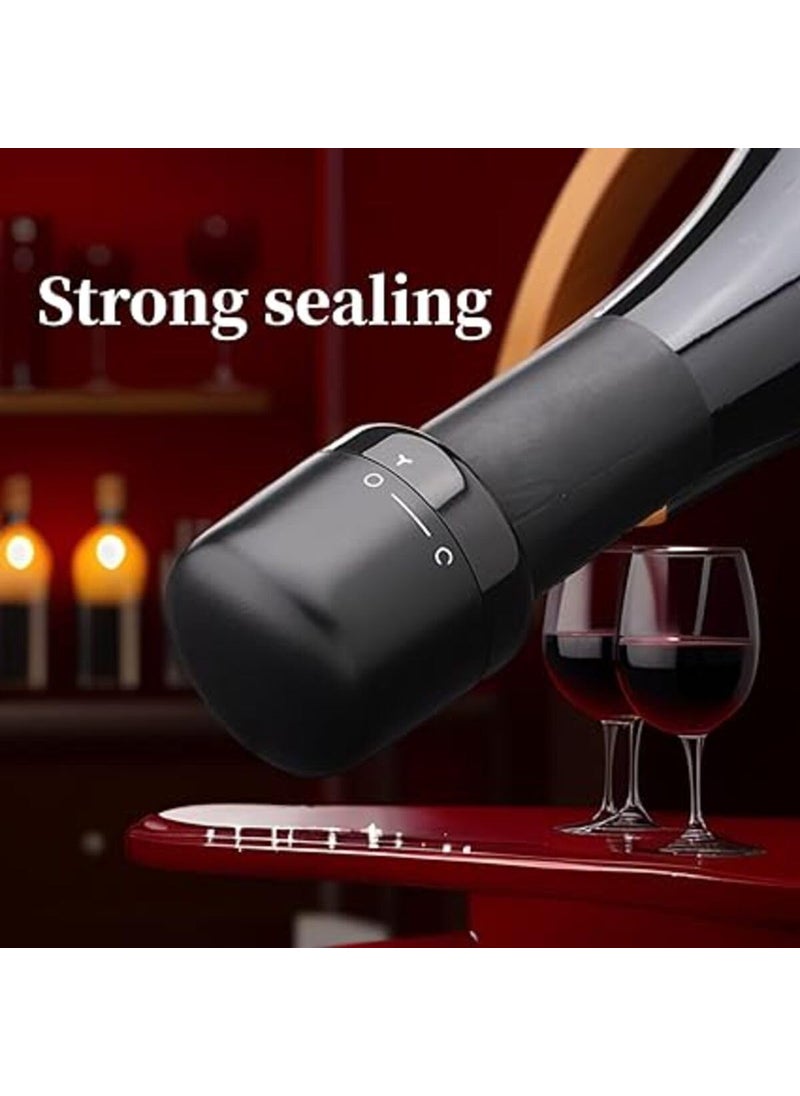 KITQO KITQO Wine Bottle Stopper with Twist Lock 2PackWine Stopper with Silicone Reusable Wine Sealer Wine Toppers Stopper Leak Proof and Keeps Wine Fresh for Easy Storage Black Pack of 2  - Image 4